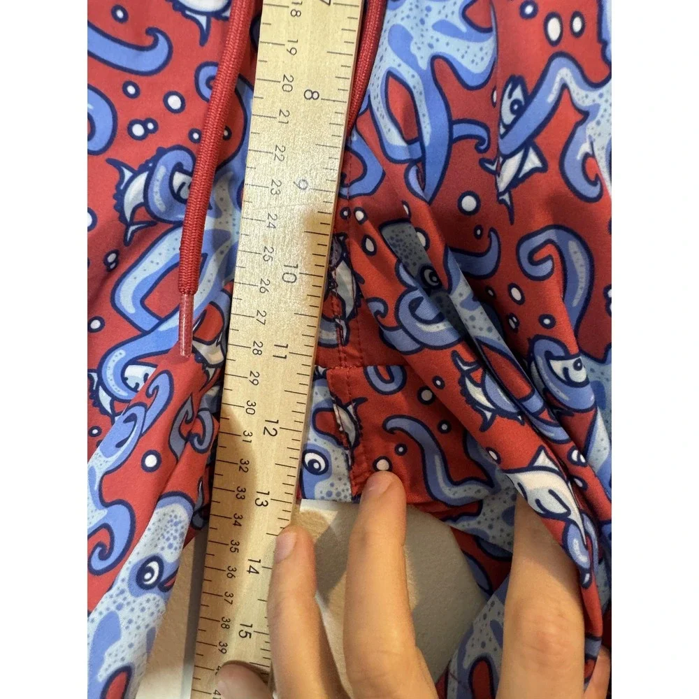Vineyard Vines Swim‎ Trunks Shorts Mens XS Red Octopus Print Lined Drawstring